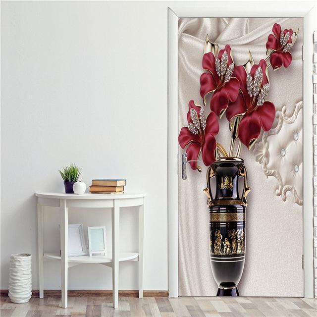 Retro Wooden Door Stickers PVC Waterproof Wallpaper For Doors Living Room Bedroom Home Decor Mural DIY Renovation Decal 90x200cm - Ai quarambas