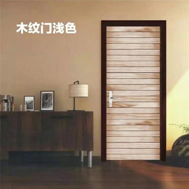 Retro Wooden Door Stickers PVC Waterproof Wallpaper For Doors Living Room Bedroom Home Decor Mural DIY Renovation Decal 90x200cm - Ai quarambas