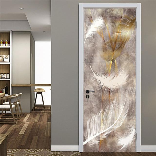 Retro Wooden Door Stickers PVC Waterproof Wallpaper For Doors Living Room Bedroom Home Decor Mural DIY Renovation Decal 90x200cm - Ai quarambas