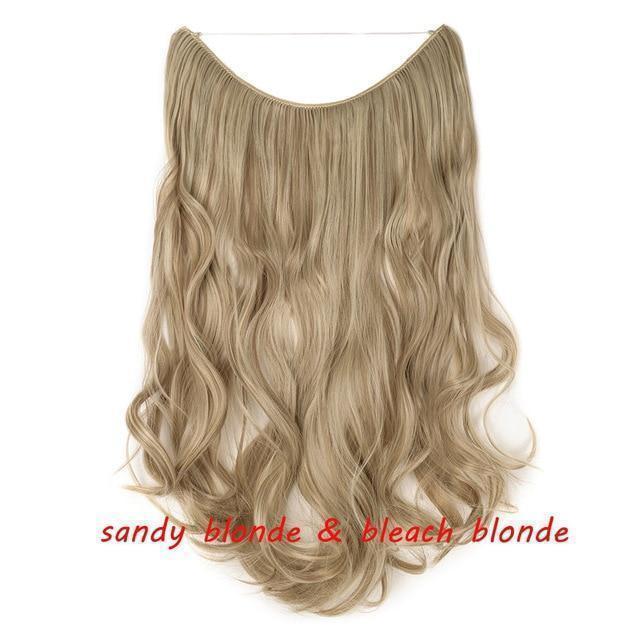 S - noilite 20 inch Invisible Wire No Clip One Piece Halo Hair Extensions Secret Fish Line Hairpieces Wave Straight Synthetic - Ai quarambas