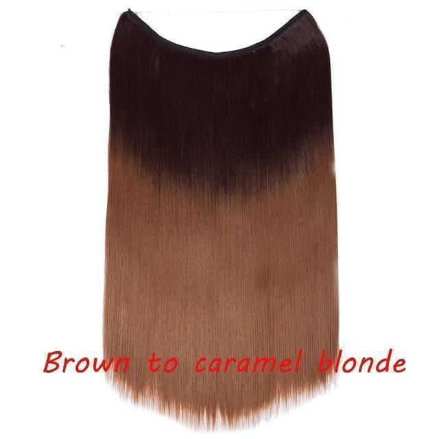 S - noilite 20 inch Invisible Wire No Clip One Piece Halo Hair Extensions Secret Fish Line Hairpieces Wave Straight Synthetic - Ai quarambas
