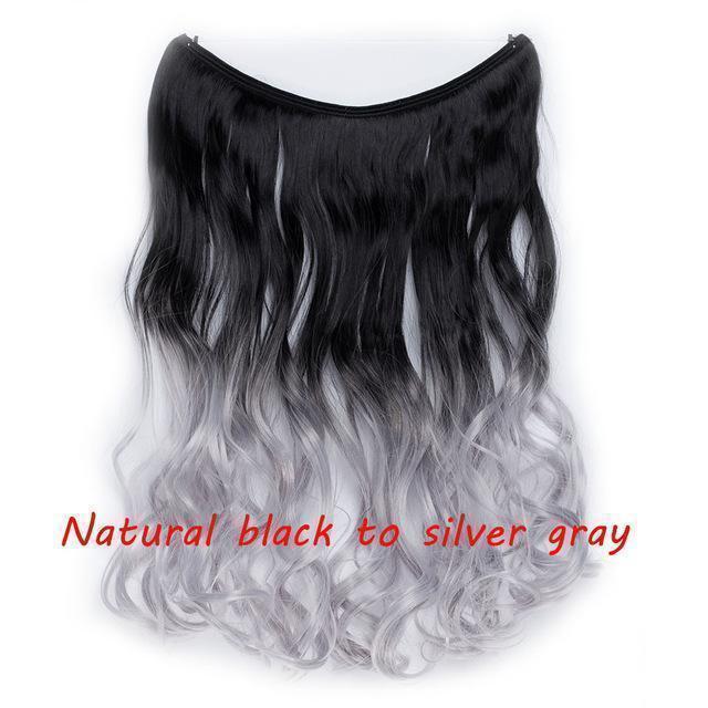 S - noilite 20 inch Invisible Wire No Clip One Piece Halo Hair Extensions Secret Fish Line Hairpieces Wave Straight Synthetic - Ai quarambas