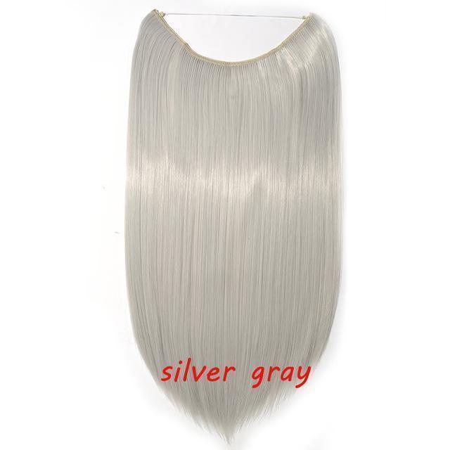 S - noilite 20 inch Invisible Wire No Clip One Piece Halo Hair Extensions Secret Fish Line Hairpieces Wave Straight Synthetic - Ai quarambas