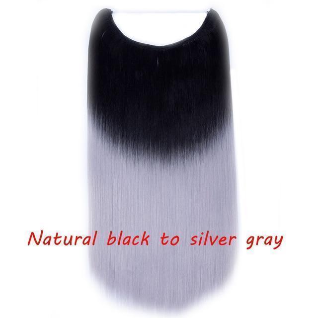 S - noilite 20 inch Invisible Wire No Clip One Piece Halo Hair Extensions Secret Fish Line Hairpieces Wave Straight Synthetic - Ai quarambas