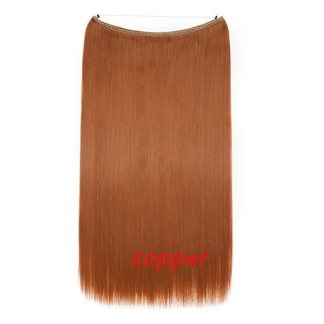 S - noilite 20 inch Invisible Wire No Clip One Piece Halo Hair Extensions Secret Fish Line Hairpieces Wave Straight Synthetic - Ai quarambas