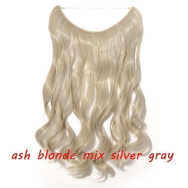 S - noilite 20 inch Invisible Wire No Clip One Piece Halo Hair Extensions Secret Fish Line Hairpieces Wave Straight Synthetic - Ai quarambas