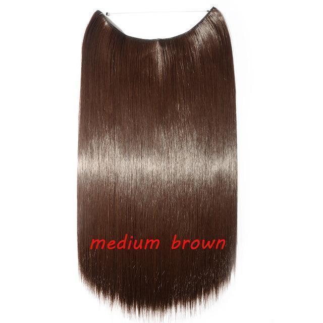 S - noilite 20 inch Invisible Wire No Clip One Piece Halo Hair Extensions Secret Fish Line Hairpieces Wave Straight Synthetic - Ai quarambas