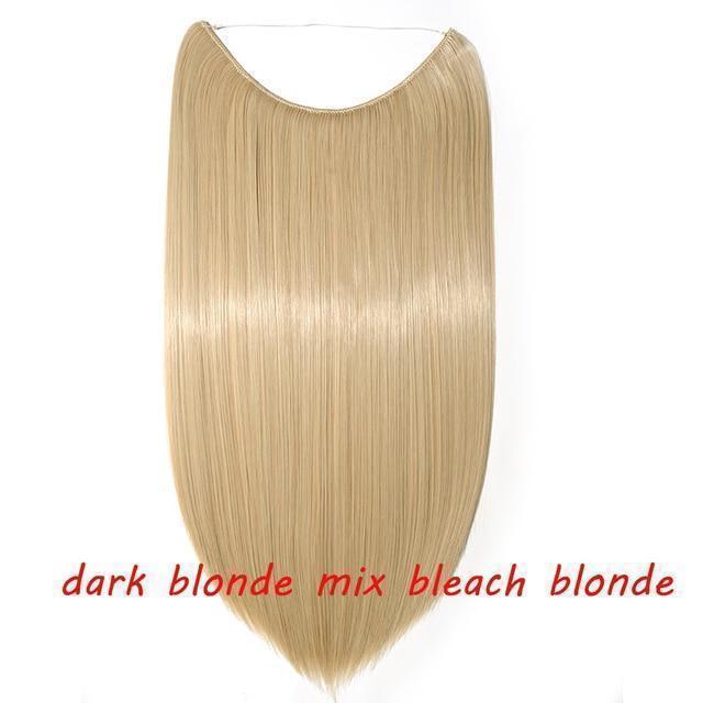 S - noilite 20 inch Invisible Wire No Clip One Piece Halo Hair Extensions Secret Fish Line Hairpieces Wave Straight Synthetic - Ai quarambas