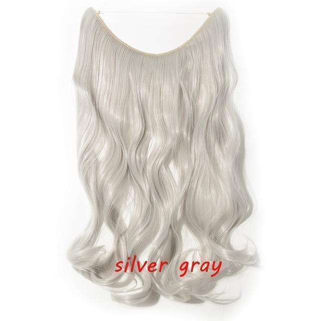 S - noilite 20 inch Invisible Wire No Clip One Piece Halo Hair Extensions Secret Fish Line Hairpieces Wave Straight Synthetic - Ai quarambas