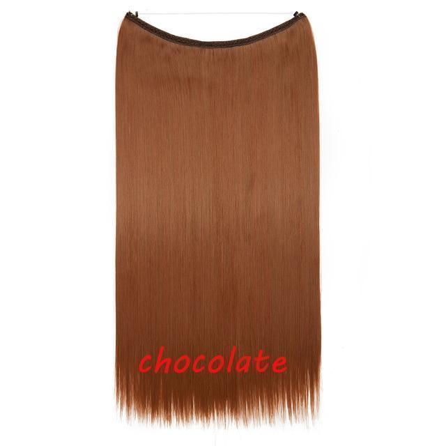 S - noilite 20 inch Invisible Wire No Clip One Piece Halo Hair Extensions Secret Fish Line Hairpieces Wave Straight Synthetic - Ai quarambas