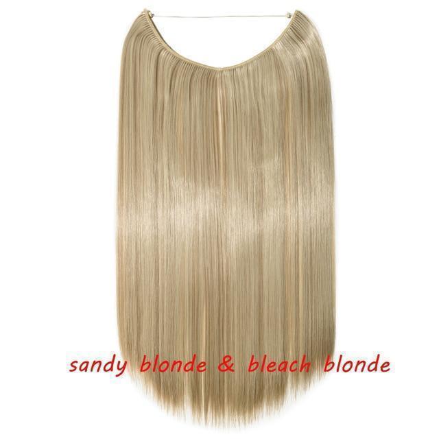S - noilite 20 inch Invisible Wire No Clip One Piece Halo Hair Extensions Secret Fish Line Hairpieces Wave Straight Synthetic - Ai quarambas