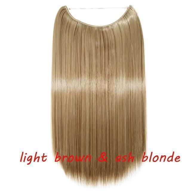 S - noilite 20 inch Invisible Wire No Clip One Piece Halo Hair Extensions Secret Fish Line Hairpieces Wave Straight Synthetic - Ai quarambas