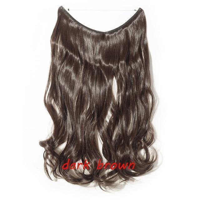 S - noilite 20 inch Invisible Wire No Clip One Piece Halo Hair Extensions Secret Fish Line Hairpieces Wave Straight Synthetic - Ai quarambas