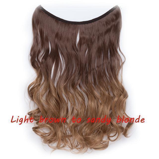 S - noilite 20 inch Invisible Wire No Clip One Piece Halo Hair Extensions Secret Fish Line Hairpieces Wave Straight Synthetic - Ai quarambas