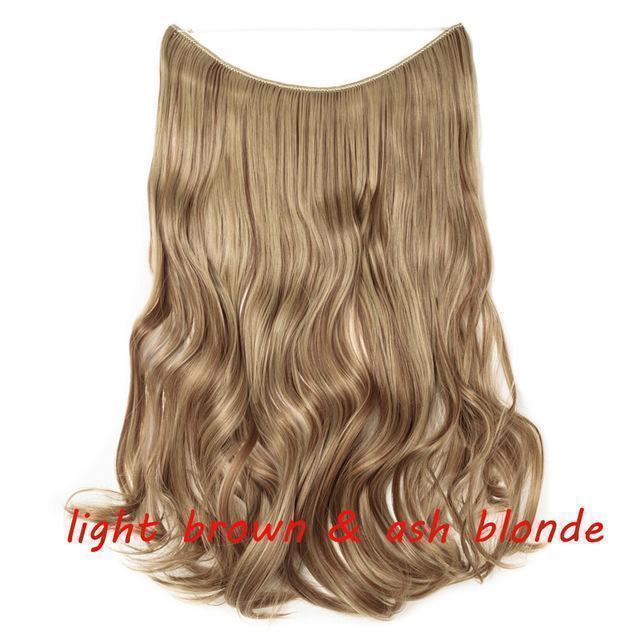 S - noilite 20 inch Invisible Wire No Clip One Piece Halo Hair Extensions Secret Fish Line Hairpieces Wave Straight Synthetic - Ai quarambas
