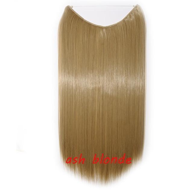 S - noilite 20 inch Invisible Wire No Clip One Piece Halo Hair Extensions Secret Fish Line Hairpieces Wave Straight Synthetic - Ai quarambas