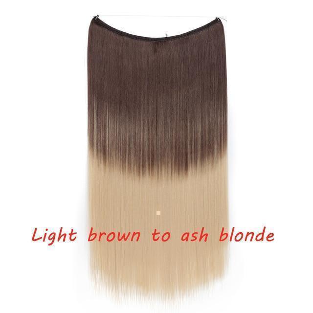 S - noilite 20 inch Invisible Wire No Clip One Piece Halo Hair Extensions Secret Fish Line Hairpieces Wave Straight Synthetic - Ai quarambas