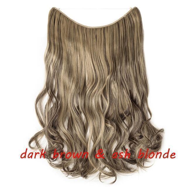 S - noilite 20 inch Invisible Wire No Clip One Piece Halo Hair Extensions Secret Fish Line Hairpieces Wave Straight Synthetic - Ai quarambas