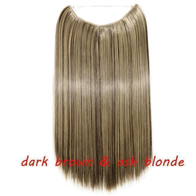 S - noilite 20 inch Invisible Wire No Clip One Piece Halo Hair Extensions Secret Fish Line Hairpieces Wave Straight Synthetic - Ai quarambas