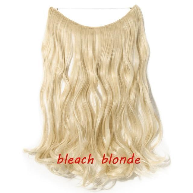 S - noilite 20 inch Invisible Wire No Clip One Piece Halo Hair Extensions Secret Fish Line Hairpieces Wave Straight Synthetic - Ai quarambas