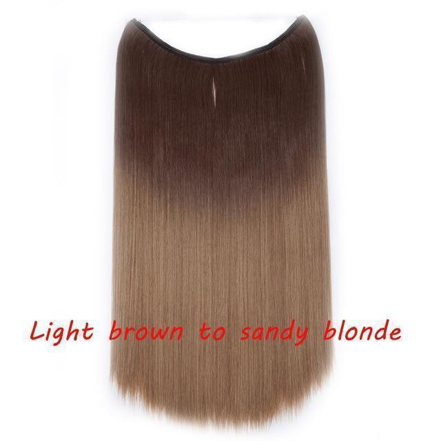 S - noilite 20 inch Invisible Wire No Clip One Piece Halo Hair Extensions Secret Fish Line Hairpieces Wave Straight Synthetic - Ai quarambas
