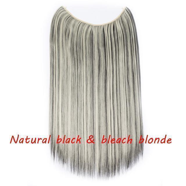 S - noilite 20 inch Invisible Wire No Clip One Piece Halo Hair Extensions Secret Fish Line Hairpieces Wave Straight Synthetic - Ai quarambas
