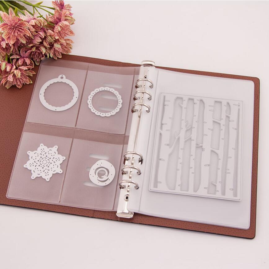 Scrapbooking Cutting Dies Organizer Stamps Collection Album Storage Book PU Leather Cover Plastic Inner Pages and Pockets - Ai quarambas