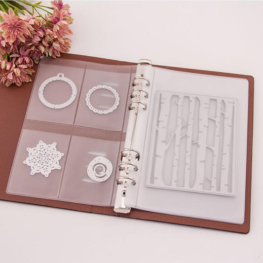 Scrapbooking Cutting Dies Organizer Stamps Collection Album Storage Book PU Leather Cover Plastic Inner Pages and Pockets - Ai quarambas