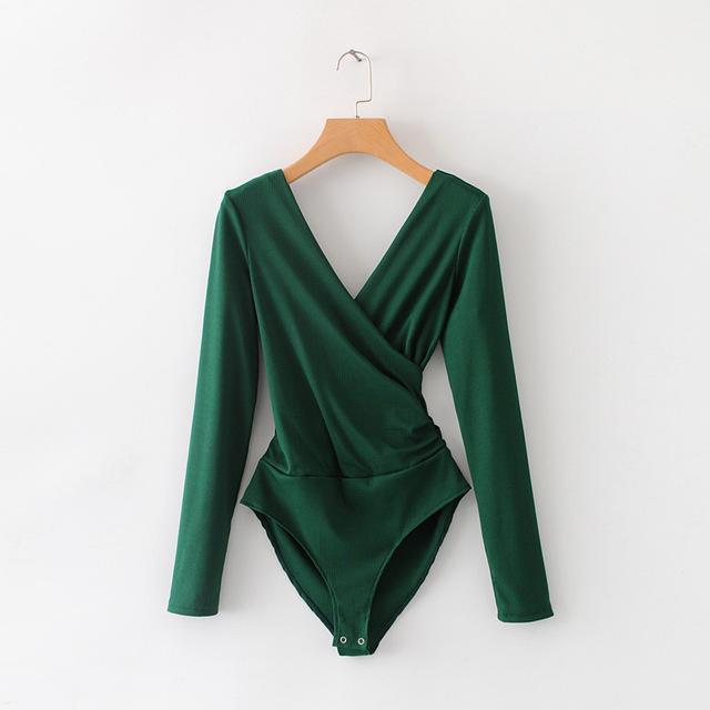 SheMujerSky Long Sleeve Bodysuit Women Backless Jumpsuits Black White Body femme monos cortos de mujer 2017 - Ai quarambas