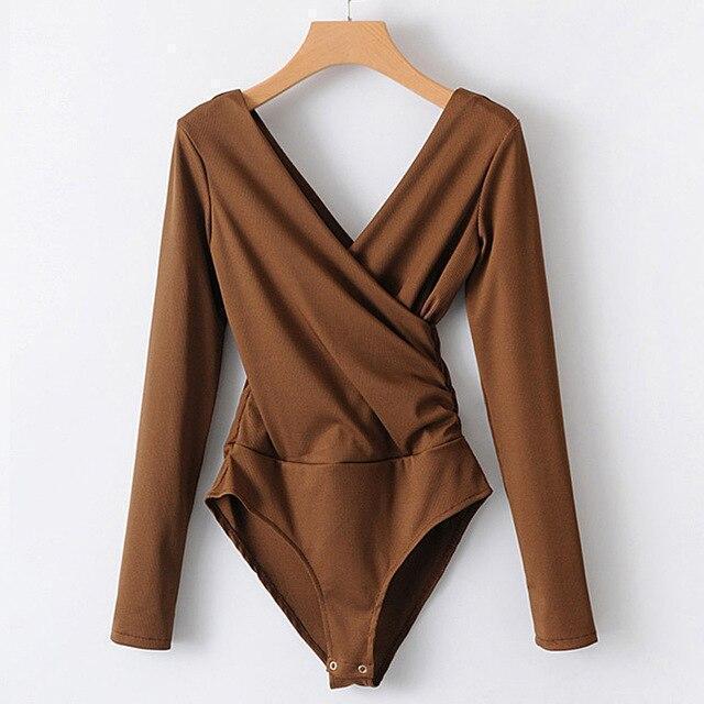 SheMujerSky Long Sleeve Bodysuit Women Backless Jumpsuits Black White Body femme monos cortos de mujer 2017 - Ai quarambas