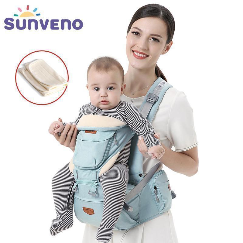 SUNVENO Ergonomic Baby Carrier Infant Baby Hipseat Waist Carrier Front Facing Ergonomic Kangaroo Sling for Baby Travel 0 - 36M - Ai quarambas