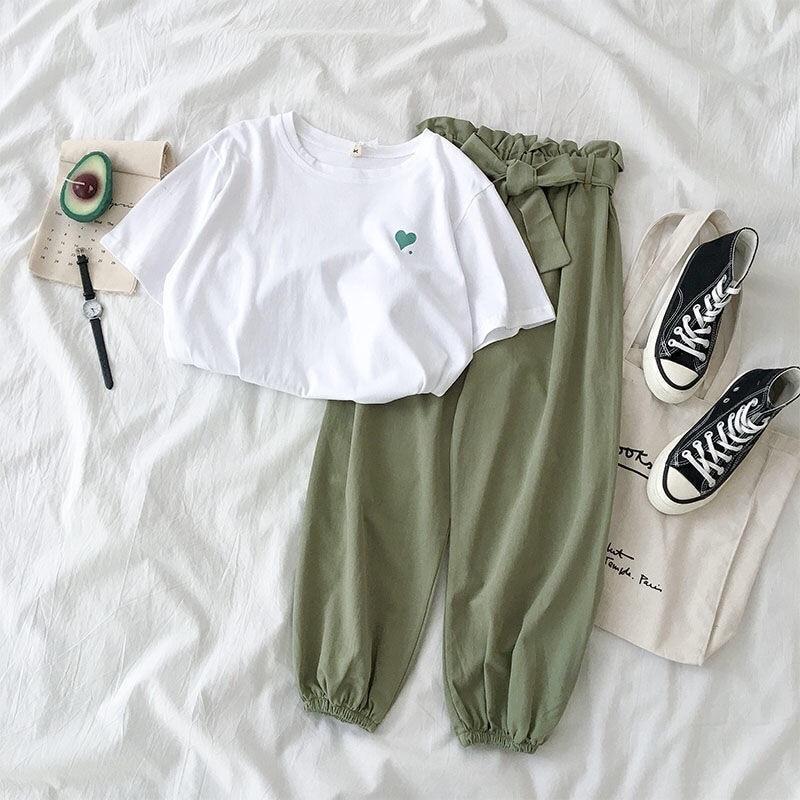 Two piece set tracksuit women summer clothes for women new Korean 2 piece set women casual Harem pant suit student Harajuku girl - Ai quarambas