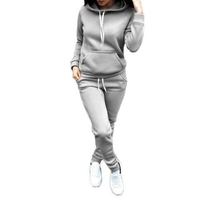 Women Hoodies Pant Clothing Set Casual 2 Piece Set Warm Clothes Solid Tracksuit Women Set Top Pants Ladies Suit - Ai quarambas