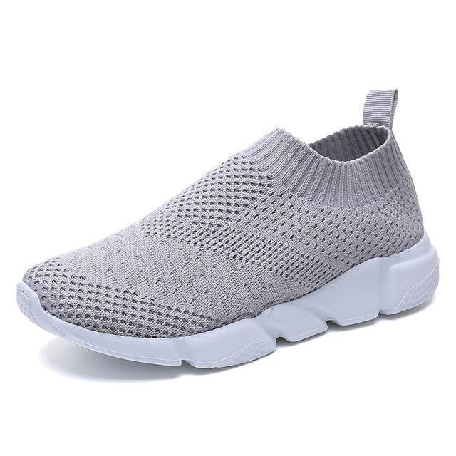 Women Shoes 2019 New Flyknit Women Breathable Slip On Flat Shoes Soft Bottom White Sneakers Casual Women Flats Krasovki - ooo