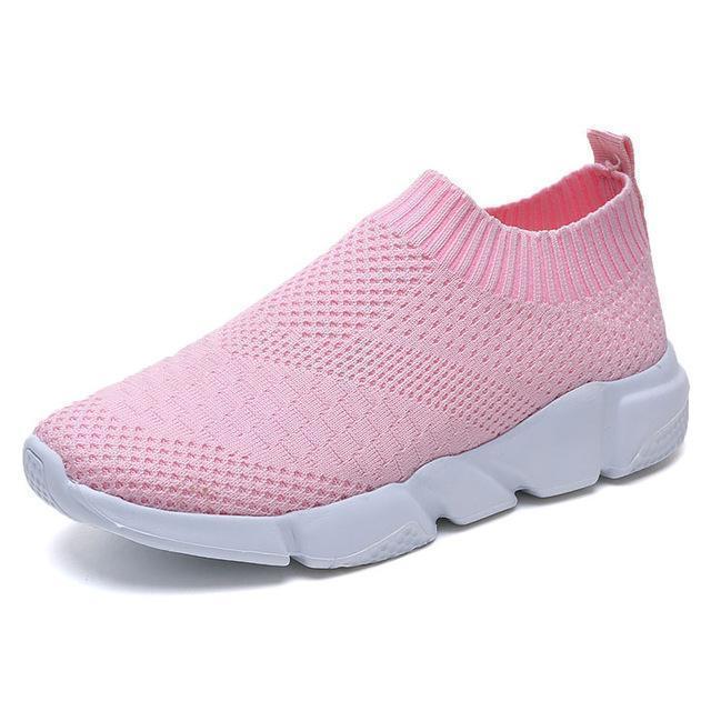 Women Shoes 2019 New Flyknit Women Breathable Slip On Flat Shoes Soft Bottom White Sneakers Casual Women Flats Krasovki - ooo